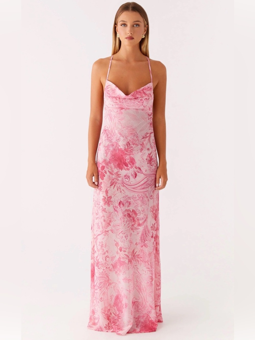 NWT Peppermayo Pink Floral Slip Tara Maxi Dress- 8 - Picture 2 of 5
